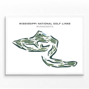 Mississippi National Golf Links, Minnesota | Golfbaankaart, golfkaart, cadeau golfer, scorecardlay-out, cadeau golfer vriendje, kunstdruk INGELIJST