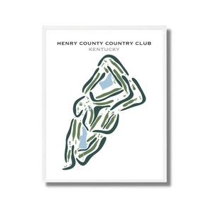 Henry County Country Club, Kentucky | Golf Course Map, Golf Course Print, Valentine&#39;s Gift for Him | Art Print UNFRAMME