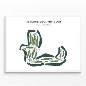 Metairie Country Club, LA / Mapa del campo de golf, mapa de golf, regalo de golfista para él, diseño de tarjeta de puntuación, regalo de novio golfista, impresión artística SIN MARCO