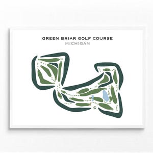 Campo de golf Green Briar, MI / Mapa del campo de golf, Mapa de golf, Regalo para golfista, Diseño de tarjeta de puntuación, Regalo para novio golfista, Lámina artística sin marco