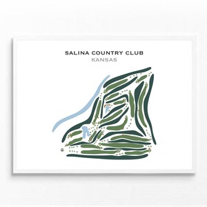 Salina Country Club, Kansas, mapa del campo de golf, regalo de decoración para golfistas, regalo de golf, regalos para golfistas, regalo para amantes del golf, mapa minimalista del campo de golf