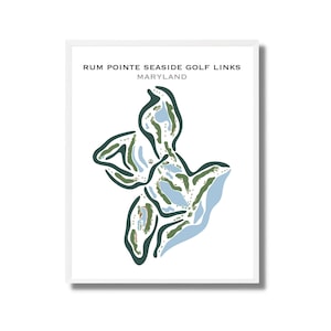 Rum Pointe Seaside Golf Links, MD / Mapa del campo de golf, regalos de golf para papá, decoración de golf, arte de pared de golf / Impresión artística estilo acuarela sin marco