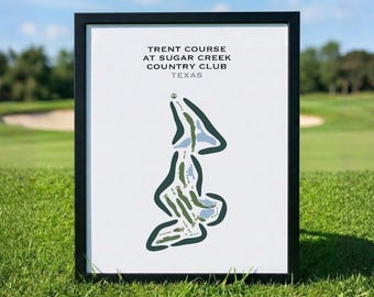 Campo de golf Trent en Sugar Creek Country Club, TX / Mapa del campo de golf, Mapa de golf, Regalo para golfista, Regalo para golfista, Regalo para golfista, Decoración con lámina artística