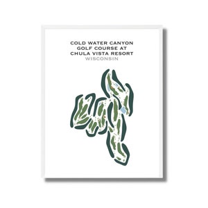 Campo de golf Cold Water Canyon en Chula Vista Resort, Wisconsin / Mapa del campo de golf, regalo de golfista para él, regalo de golfista para novio, impresión artística SIN MARCO