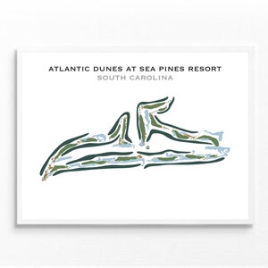 Atlantik Dünen im Sea Pines Resort, SC | Kunstdruck, Kunstdruck, Score Card Layout, Golf Map, Golf Map, Art Print UNGERAHMT, für Sie und Ihn