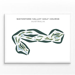 Waterford Valley-golfbaan, Australië | Golfbaankaart, golfkaart, golfer cadeau voor hem, scorecard, cadeau golfer vriendje, kunstdruk INGELIJST