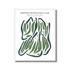 Hampton Heights Golf Club, North Carolina | Golfbaankaart, golfcadeaus voor vader, golfmuurkunst | Kunstafdruk in aquarelstijl, niet ingelijst