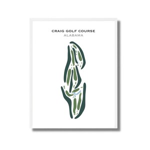 Craig-golfbaan, Alabama | Golfbaankaart, golfkaart, golfer cadeau voor hem, scorecardlay-out, cadeau golfer vriendje, kunstdruk INGELIJST