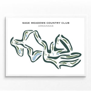 Sage Meadows Country Club, Arkansas, mapa del campo de golf, regalo de decoración para golfistas, ideas de regalos de golf, regalos para el esposo, arte de golf para la oficina, SIN MARCO