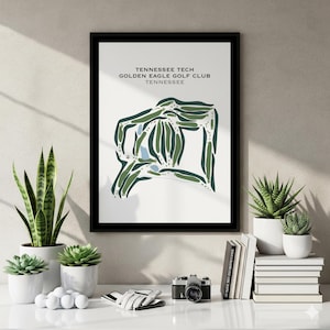 Tennessee Tech Golden Eagle Golf Club, TN Golf Course Map Wall Art, Golfer Gift For Him, Housewarming Gift, Sport Lover Gift, Man Cave Decor