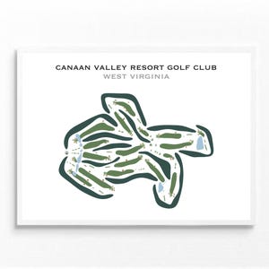 Canaan Valley Resort Golf Club, WV | Golfbaankaart, decor, golfer cadeau voor hem, scorecardlay-out, cadeau golfer vriendje, kunstdruk INGELIJST