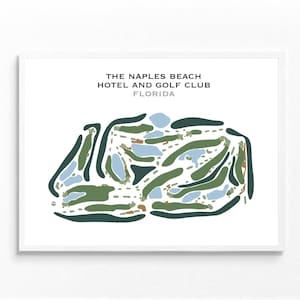 The Naples Beach Hotel and Golf Club, Florida | Golfbaankaart, golfer cadeau voor hem, scorecardlay-out, cadeau golfer vriendje, kunstdruk INGELIJSTE