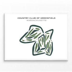 Country Club of Greenfield, MA | Golf Course Map, Golf Map, Golfer Gift For Him, Scorecard Layout,Golfer Boyfriend Gift,Art Print Decor