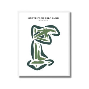 Grove Park Golf Club, Kansas / Mapa del campo de golf, Mapa de golf, Regalo para golfista, Diseño de tarjeta de puntuación, Regalo para novio golfista, Lámina artística sin marco