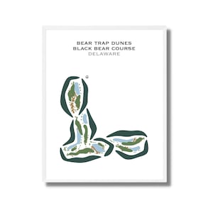 Dunas Bear Trap, Campo Black Bear, DE / Mapa del campo de golf, Mapa de golf, Regalo para golfista, Tarjeta de puntuación, Regalo para novio golfista, Lámina artística sin marco
