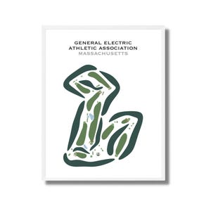 General Electric Athletic Association, MA | Golfbaankaart, golfkaart, golfer cadeau voor hem, scorecard, cadeau golfer BF, kunstdruk INGELIJST