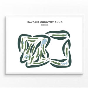 Mayfair Country Club, Ohio | Carte du parcours de golf, carte du golf, cadeau golfeur pour lui, mise en page de la carte de score, cadeau petit ami golfeur, impression d'art sans cadre