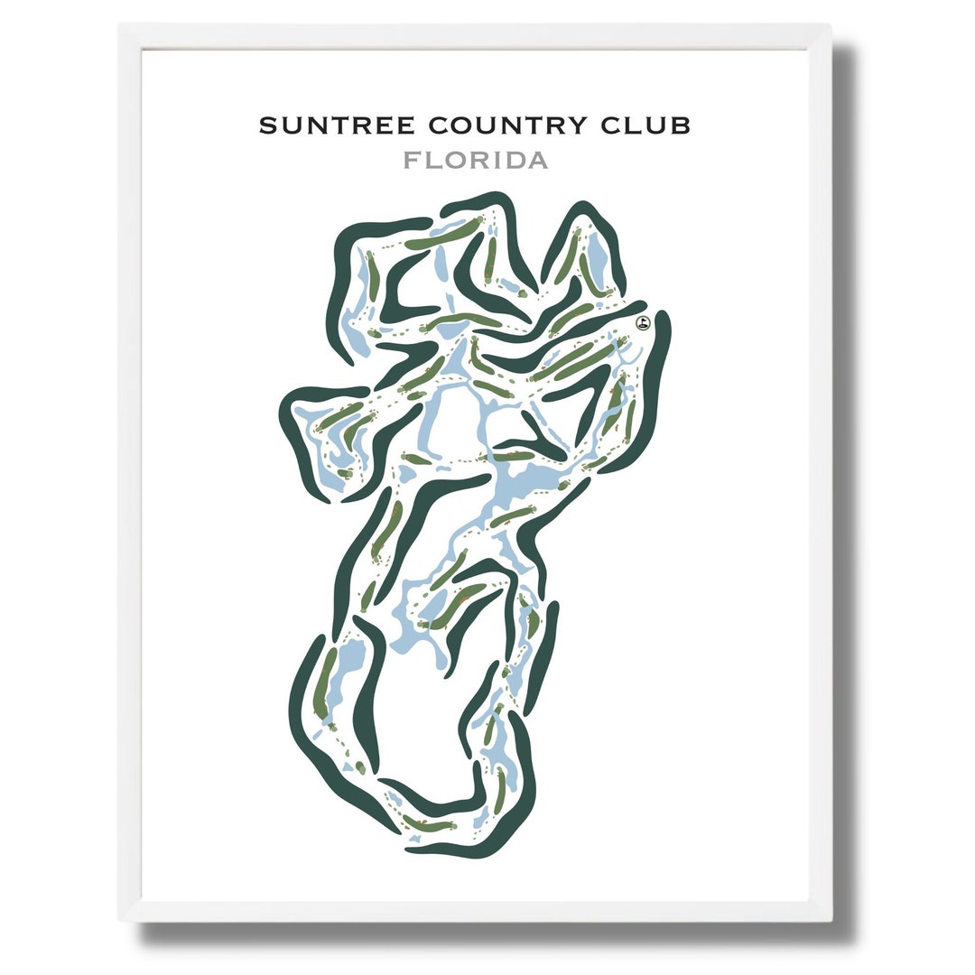 Suntree Country Club Florida Golf Course Map Home Decor Etsy
