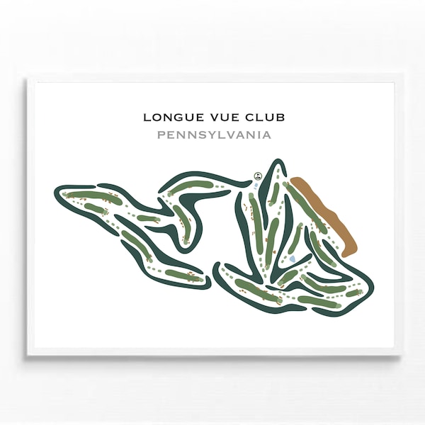 Longue Vue Club, Pennsylvania | Golf Course Map, Home Decor,Golfer Gift For Him, Scorecard Layout, Golfer Boyfriend Gift, Art Print UNFRAMED