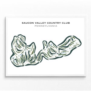 Saucon Valley Country Club, Pennsylvania, golfkaart afdrukken, jubileumcadeau, verjaardagscadeau, golfer vader cadeau, golf wanddecoratie cadeau, INGELIJSTE