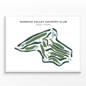 Warwick Valley Country Club, NY / Mapa del campo de golf, mapa de golf, regalo para golfistas, diseño de tarjeta de puntuación, regalo para novios golfistas, impresión artística SIN MARCO