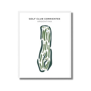 May include: A black and white illustration of a golf course layout with the text "GOLF CLUB CORRIENTES ARGENTINA" at the top.