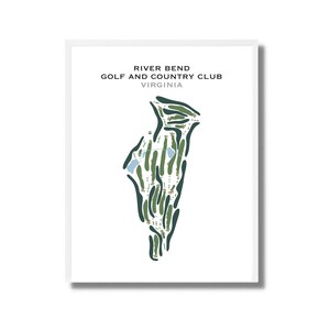 Fluss Bend Golf & Country Club, VA | Kunstdruck, Golfspieler Karte, Landkarte, Dekor, Geschenk für Ihn, Scorekarte Karte, Landkarten Dekor, Kunstdruck UNGERAHMT