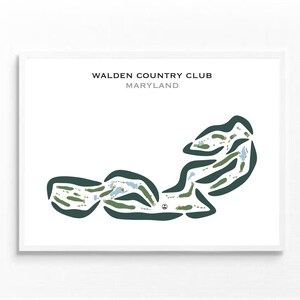 Walden Country Club, Maryland / Mapa del campo de golf, Mapa de golf, Regalo para golfista, Diseño de tarjeta de puntuación, Regalo para novio golfista, Lámina artística sin marco