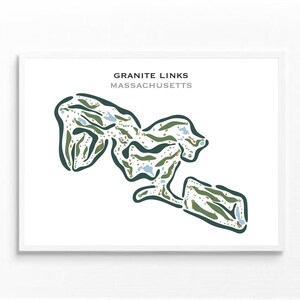 Granite Links Golf Club, Quincy, MA, Golf Platz Karte, Valentinstag Geschenk für Ihn, Platz Layout | Unikat Kunstdruck UNGERAHMT