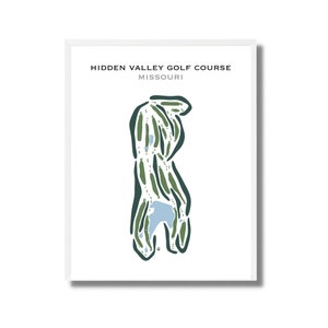 Hidden Valley-golfbaan, Missouri | Golfbaankaart, golfkaart, golfer cadeau voor hem, scorecardlay-out, cadeau golfer vriendje, kunstprint INGELIJST