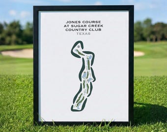 Campo de golf Jones en Sugar Creek Country Club, TX / Mapa del campo de golf, Mapa de golf, Regalo para golfista, Regalo para golfista, Regalo para golfista, Decoración con lámina artística