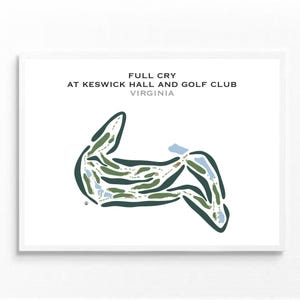 Llanto total en Keswick Hall and Golf Club, VA / Mapa del campo de golf, regalo de golfista para él, tarjeta de puntuación, regalo de novio golfista, impresión artística SIN MARCO