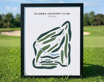 Silsbee Country Club, Texas / Mapa del campo de golf, Mapa de golf, Regalo para golfista, Diseño de tarjeta de puntuación, Regalo para novio golfista, Lámina decorativa