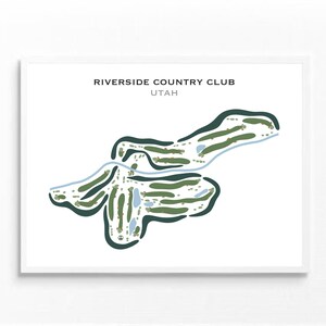 Impresiones de clubes de golf: mapa del campo de golf Riverside Country Club, Utah / Impresión de mapa del campo de golf sin marco / Diseño de campo de golf para mapa de golf