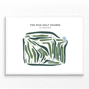 Fox Run Golf Club, Alabama | Golfbaankaart, golfkaart, golfer cadeau voor hem, scorecardlay-out, cadeau golfer vriendje, kunstdruk INGELIJST