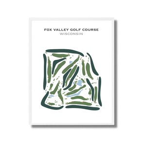 Fox Valley-golfbaan, Wisconsin | Golfbaankaart, golfkaart, golfer cadeau voor hem, scorecardlay-out, cadeau golfer vriendje, kunstprint INGELIJST
