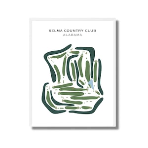 Selma Country Club, AL | Golfbaankaart, golfkaart, golfer cadeau voor hem, scorecardlay-out, cadeau golfer vriendje, kunstdruk INGELIJST