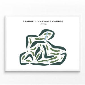Campo de golf Prairie Links, Iowa / Mapa del campo de golf, Mapa de golf, Regalo para golfista, Diseño de tarjeta de puntuación, Regalo para novio golfista, Lámina artística sin marco