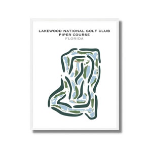 Lakewood National Golf Club Piper Course, Florida | Golfbaankaart, golfkaart, scorecardlay-out, cadeau golfer vriendje, kunstdruk INGELIJSTE