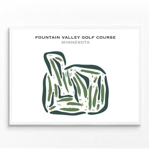 Fountain Valley-golfbaan, MN | Golfbaankaart, golfkaart, golfer cadeau voor hem, scorekaartlay-out, cadeau golfer vriendje, kunstprint INGELIJST