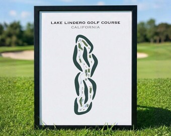 Campo de golf Lake Lindero, CA / Mapa del campo de golf, Mapa de golf, Regalo para golfista, Diseño de tarjeta de puntuación, Regalo para novio golfista, Decoración con lámina artística