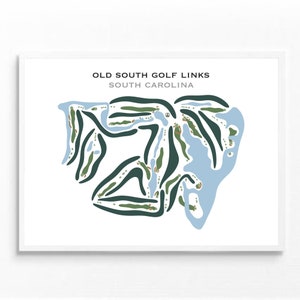 Old South Golf Links, Caroline du Sud | Carte du parcours de golf, carte du golf, cadeau golfeur pour lui, mise en page de la carte de score, cadeau petit ami golfeur, impression d'art sans cadre