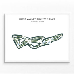 Hunt Valley Country Club, Maryland | Golfbaankaart, golfkaart, golfer cadeau voor hem, scorecardlay-out, cadeau golfer vriendje, kunstprint INGELIJST