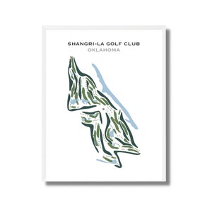 Shangri-La Golf Club, Oklahoma / Mapa del campo de golf, mapa de golf, regalo de golfista para él, diseño de tarjeta de puntuación, regalo de novio golfista, impresión artística SIN MARCO