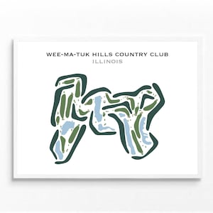 Wee-Ma-Tuk Hills, Illinois, Golf Platz Karte, Golfer Wohnkultur Geschenk, Golfer Geschenke, Golf Geburtstag, Einzigartiges Golf Geschenk für Golfer, UNGERAHMT