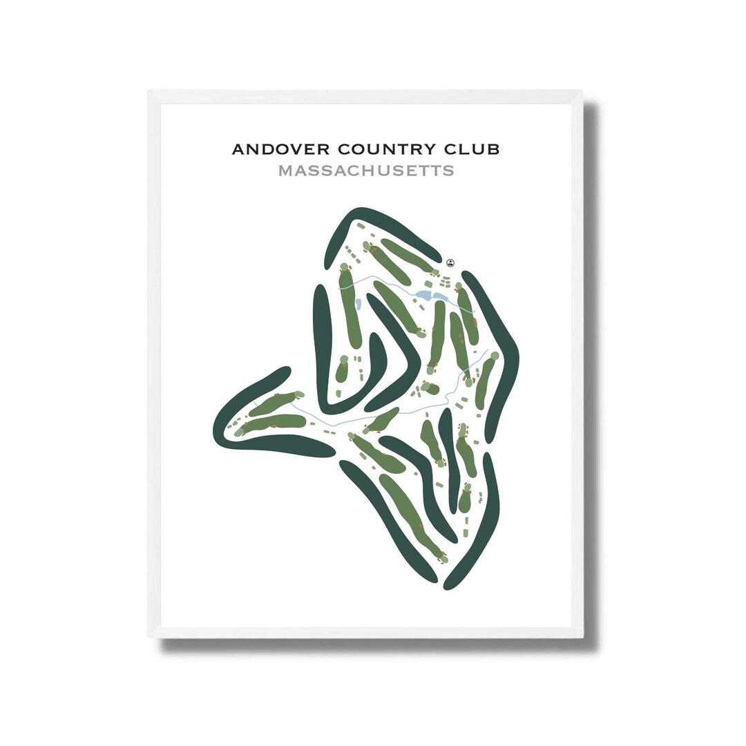 Andover Country Club, MA Golf Course Map, Golf Map, Golfer Gift for