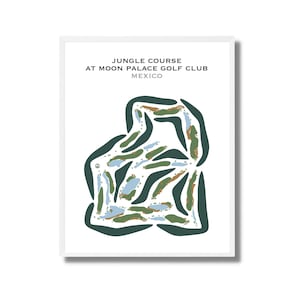 Parcours Jungle au Moon Palace Golf Club, Mexique | Carte du parcours de golf, carte du golf, cadeau de golfeur pour lui, mise en page de la carte de score, impression d'art sans cadre