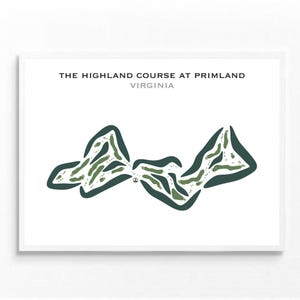 Highland Course à Primland, Virginie | Carte du parcours de golf, carte du golf, cadeau golfeur pour lui, mise en page de la carte de score, cadeau petit ami golfeur, impression d'art sans cadre