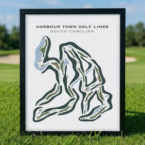 Harbour Town Golf Links Hilton Head Home Decor | South Carolina Golf Course Map Prints, Golf Birthday Gifts, Course Layout Framed Canvas Art