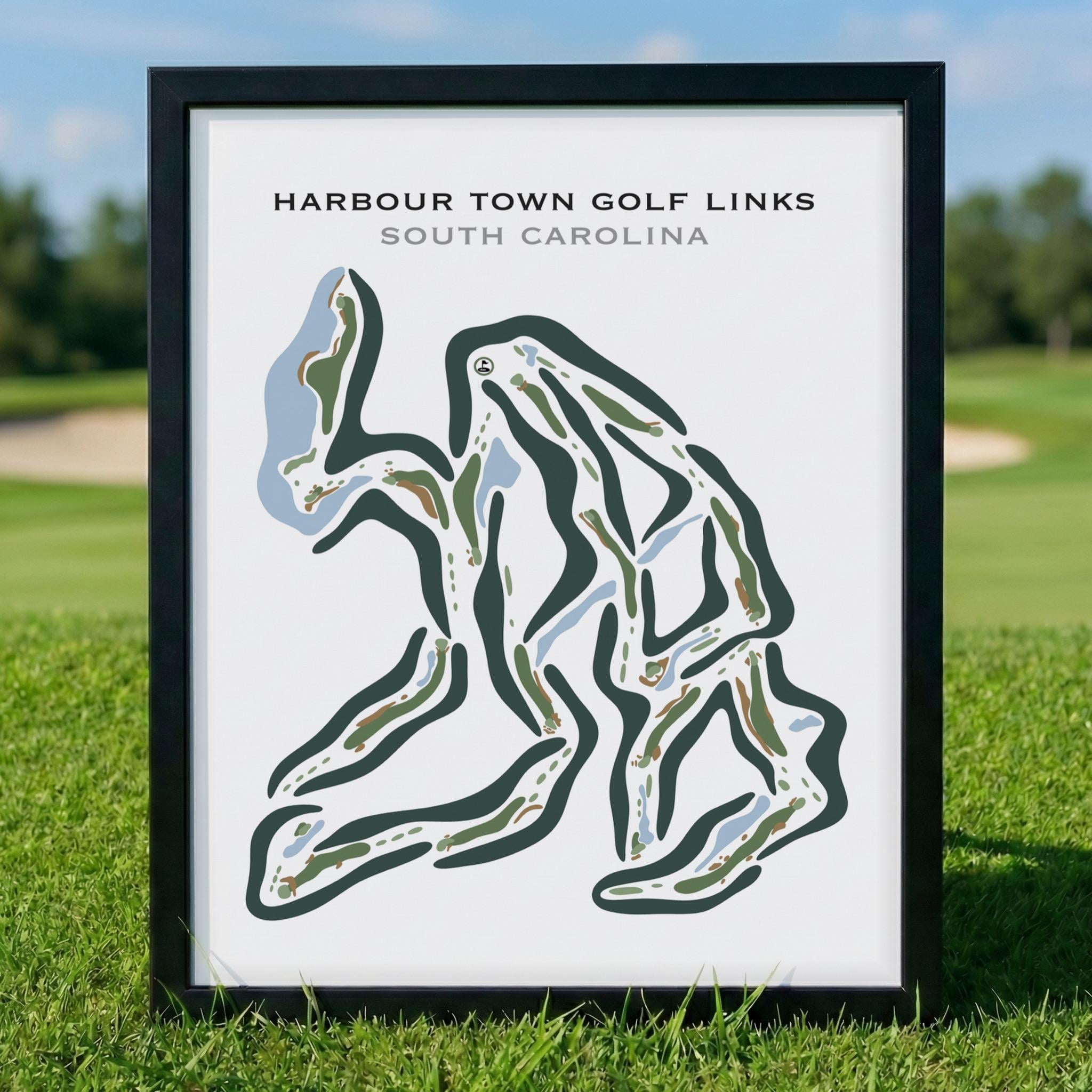 Harbour Town Golf Links Hilton Head Home Decor | South Carolina Course Map Prints, Birthday Gifts, Layout Framed Canvas Art